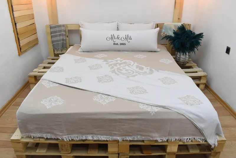 Personalized Blanket, Turkish Blanket, Gift For Wedding Day, Boho Throw Blankets, Thanksgiving Tablecloth, 70x60 Cotton Baroque Towel, Unique Gift - 8