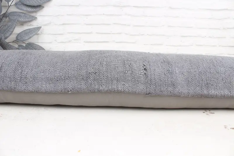 Antique Pillows, Bohemian Cushion Pillow Sham, Handmade Kilim Cushion, Cushion Cover, Gift Pillow, 12x48 Gray Cushion Cover - 5