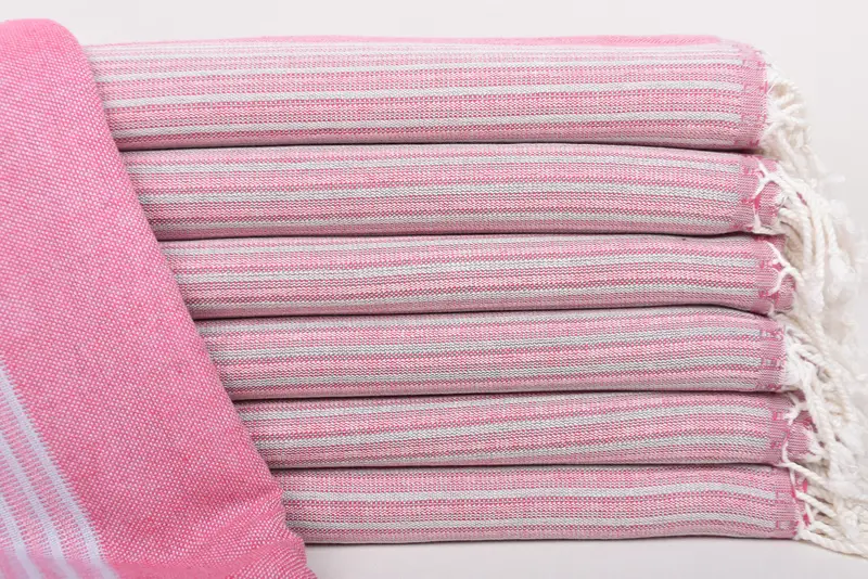 Fuchsia-Gray Striped Towel, Bachelorette Gift, Beach Towel, 70x36 Inches
