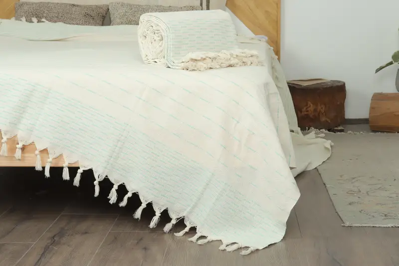 Turkish Blanket, 98x92 Cotton Striped Design Towel, Decorative Blanket, Extra Large Tablecloth, Engagement Gift, Woven Blanket, Halloween Blanket - 7