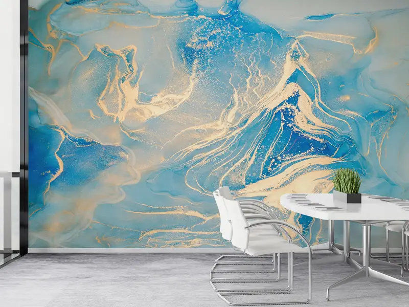 Zarif Lüks Mermer Baskılı Duvar Kağıdı: Altın Pırıltılı Tasarım