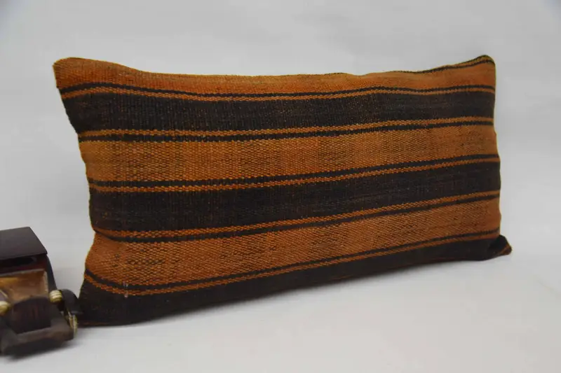 Handmade Kilim Cushion, Outdoor Bolster Pillow Case, Antique Pillows, 12x24 Orange Pillow Sham, Pet Cushion, Pillow, Boho Pillow - 2