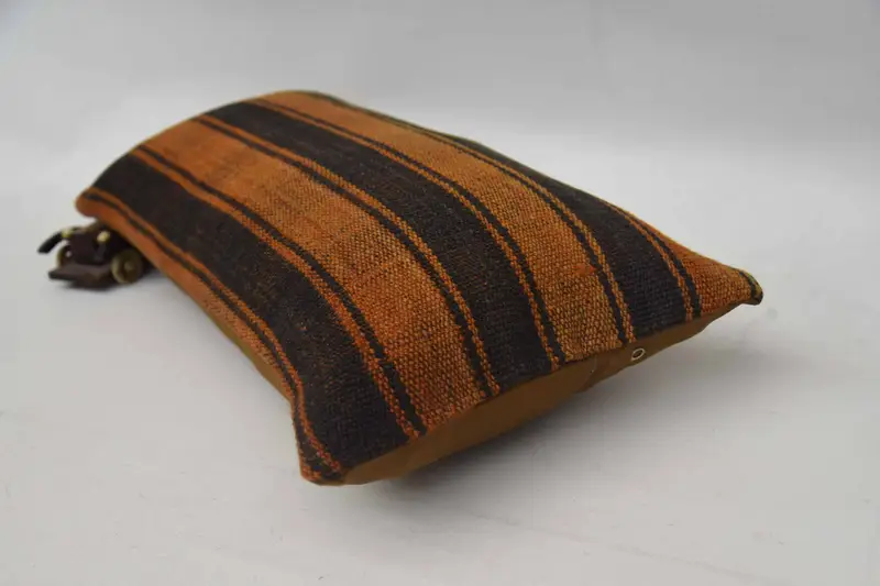 Handmade Kilim Cushion, Outdoor Bolster Pillow Case, Antique Pillows, 12x24 Orange Pillow Sham, Pet Cushion, Pillow, Boho Pillow - 6
