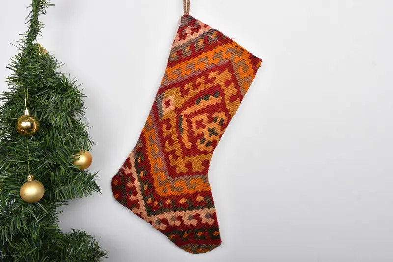 Noel Süsleri Deseni, 7 İnç Geniş Tatil Çorabı