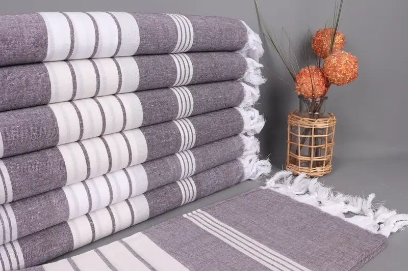 Turkish Towel Personalized Gift Dark Purple Striped, 40x71 Inches