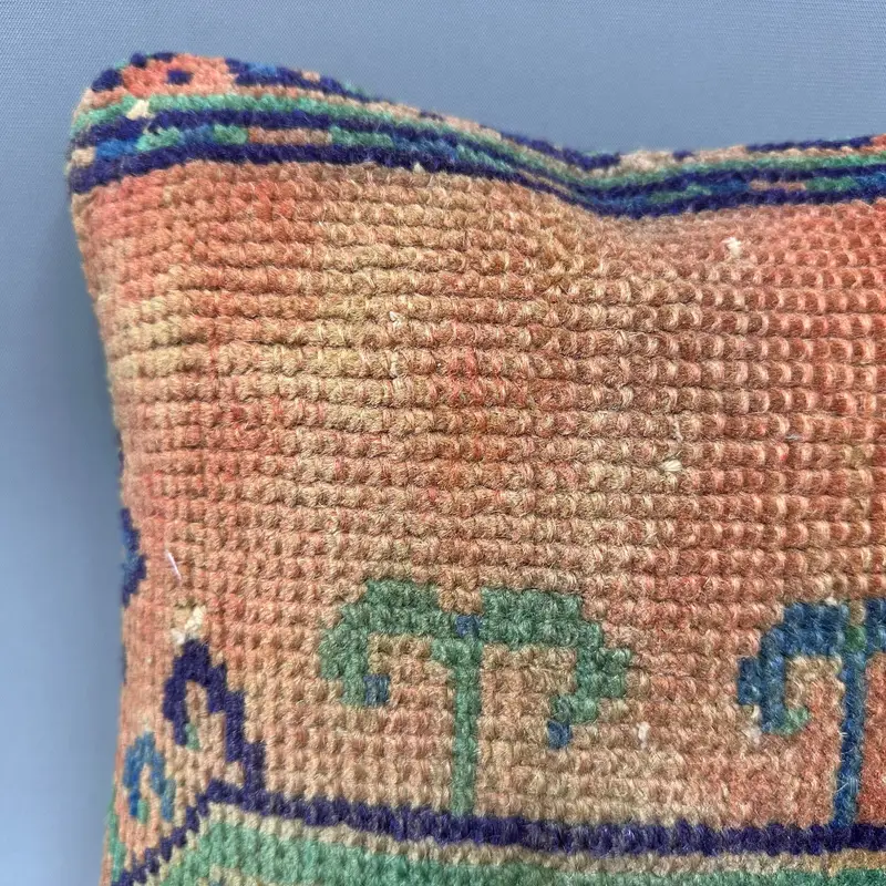 Kilim Cushion Sham, Seat Pillow Case, Cushion Case, 12x12 Orange Pillow Case, Seat Pillow Sham, Kilim Pillow Cover, Vintage Kilim Throw Pillow - 5