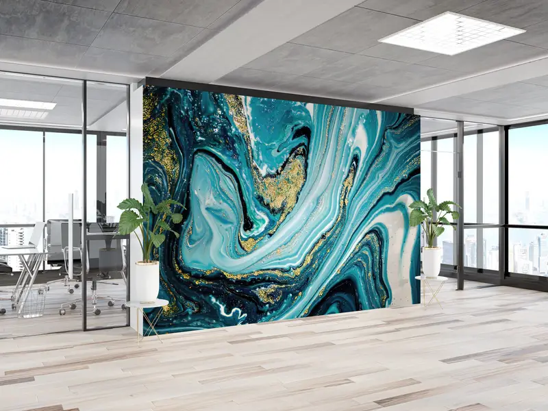Shimmery Wall Painting, Blue Marble Wall Poster, , Wall Paper Peel and Stick, Custom Wall Paper, Modern Wall Paper, Marble Wall Painting, - 6
