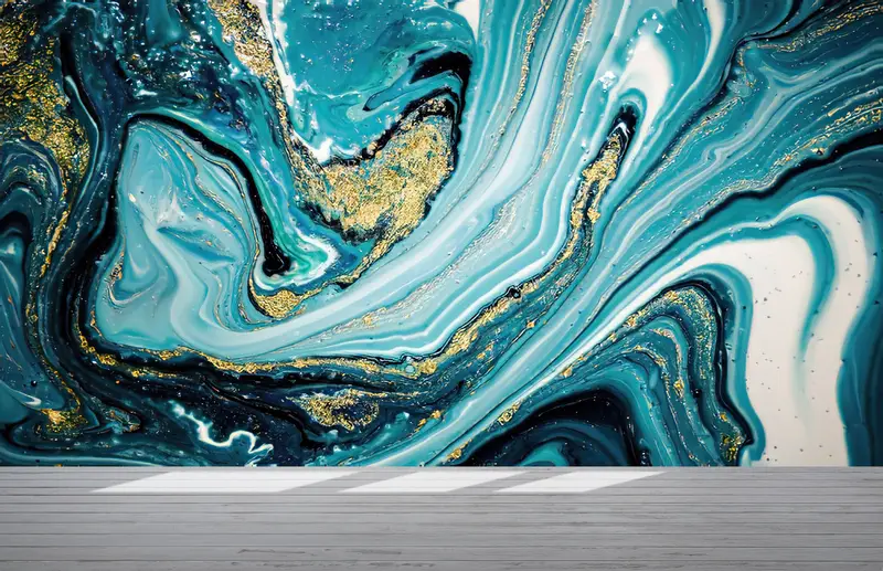 Shimmery Wall Painting, Blue Marble Wall Poster, , Wall Paper Peel and Stick, Custom Wall Paper, Modern Wall Paper, Marble Wall Painting, - 5