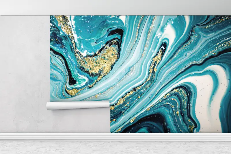 Shimmery Wall Painting, Blue Marble Wall Poster, , Wall Paper Peel and Stick, Custom Wall Paper, Modern Wall Paper, Marble Wall Painting, - 10