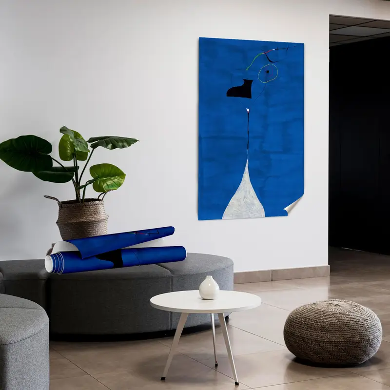Modern Soyut Mavi Kanvas: Ev Dekorasyonu için Gerçeküstü Sanat Baskısı