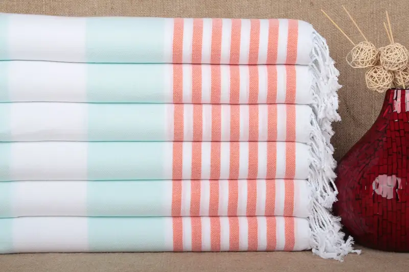 オーガニックビーチタオル トルコ綿ストライプ ベージュ、40x71インチ