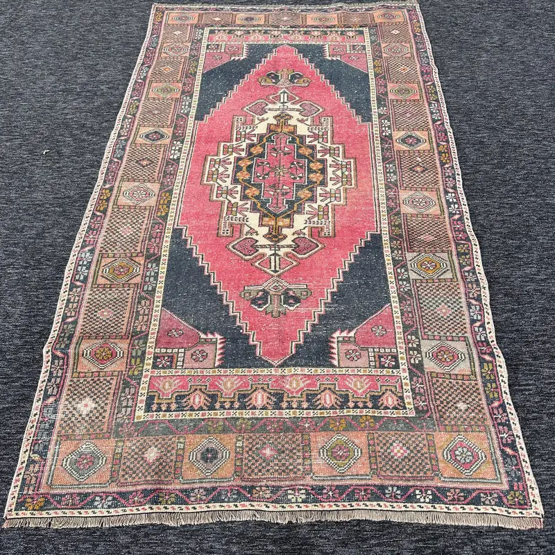 Alfombra floral roja y azul, decoración elegante de 0,4x7,5 pies