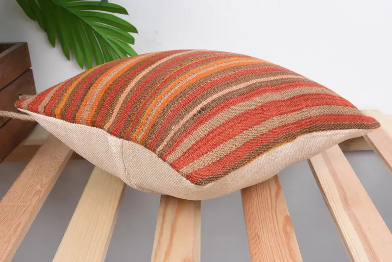 Handmade Rug Seat Cushion Case, Home Decor Pillow, Pillow Case, 12x12 Red Pillow Case, Kilim Cushion Sham, Antique Pillows - 6