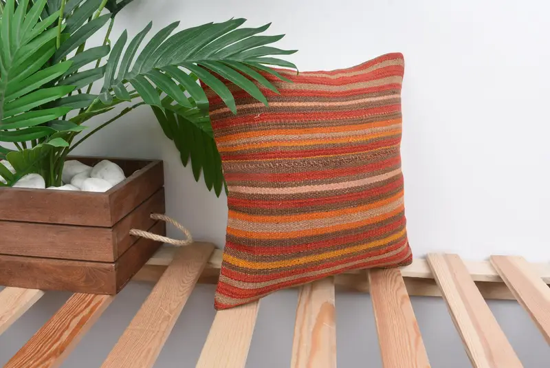 Handmade Rug Seat Cushion Case, Home Decor Pillow, Pillow Case, 12x12 Red Pillow Case, Kilim Cushion Sham, Antique Pillows - 4