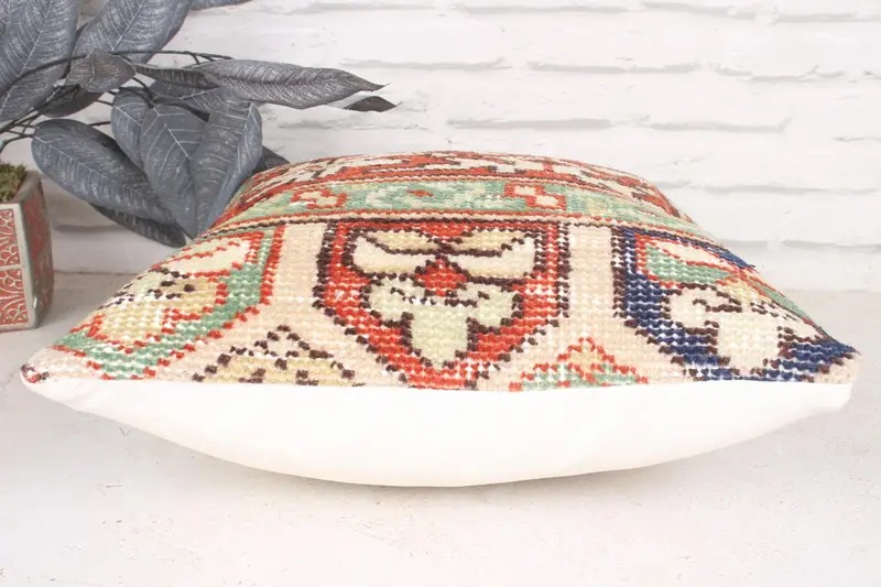 Bolster Throw Cushion Case, Pillow Cover, Tapestry Pillow Case, Handmade Kilim Cushion, Boho Pillow, 16x16 Red Pillow Case, Kilim Pillow - 5