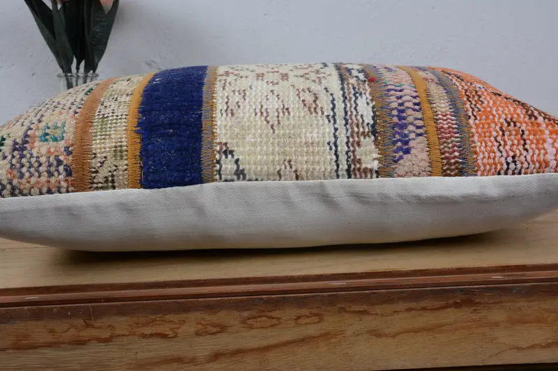 Customized Pillow Case, Pillow Sham, 12x20 Beige Pillow Case, Antique Pillows, Vintage Kilim Pillow, Vintage Throw Cushion, Interior Designer Pillow - 5