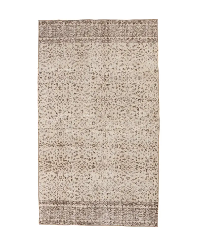 Zarif Bej ve Kahverengi Halı, 4,1x7,1 ft Hayvan Baskı