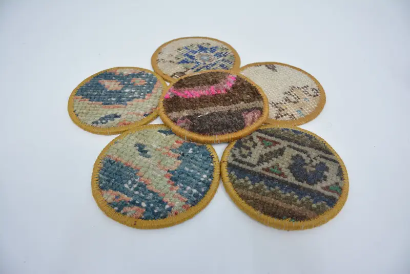Kahverengi ve Yeşil Bardak Altlıkları, Benzersiz Boho Ev Dekorasyonu Bardak Altlıkları