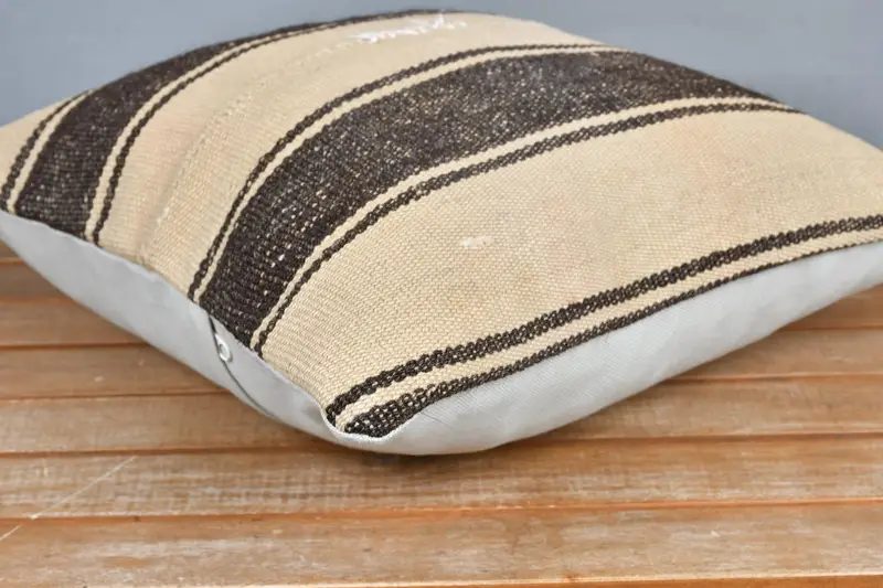 Boho Pillow, Cushion Case, Pillow for Sofa, Ikat Pillow, Pattern Throw Pillow Sham, 16x16 Beige Pillow Case, Ethnical Kilim Rug Pillow - 4