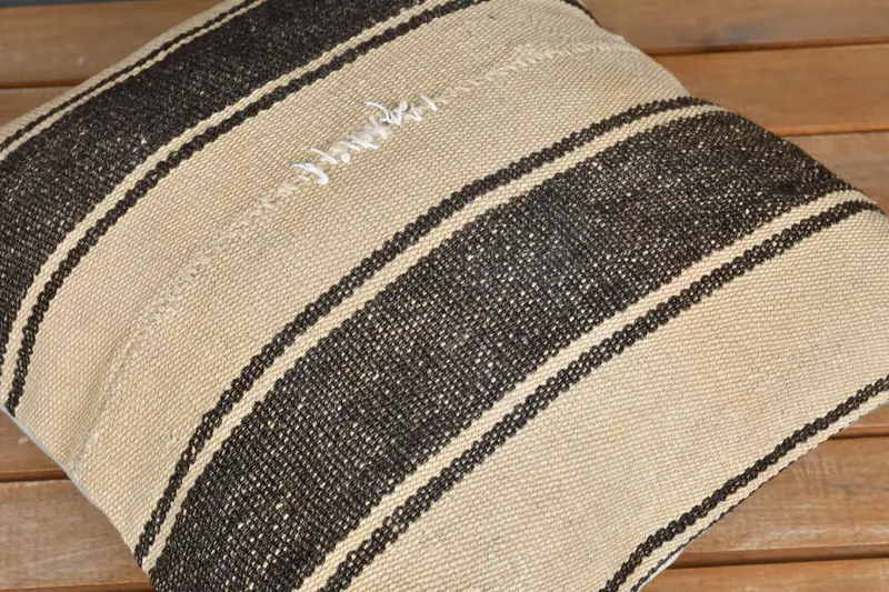 Boho Pillow, Cushion Case, Pillow for Sofa, Ikat Pillow, Pattern Throw Pillow Sham, 16x16 Beige Pillow Case, Ethnical Kilim Rug Pillow - 3