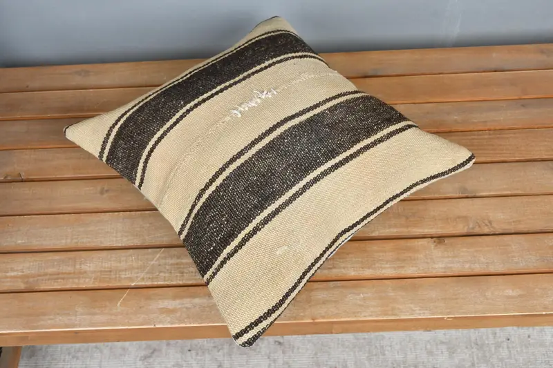 Boho Pillow, Cushion Case, Pillow for Sofa, Ikat Pillow, Pattern Throw Pillow Sham, 16x16 Beige Pillow Case, Ethnical Kilim Rug Pillow - 2