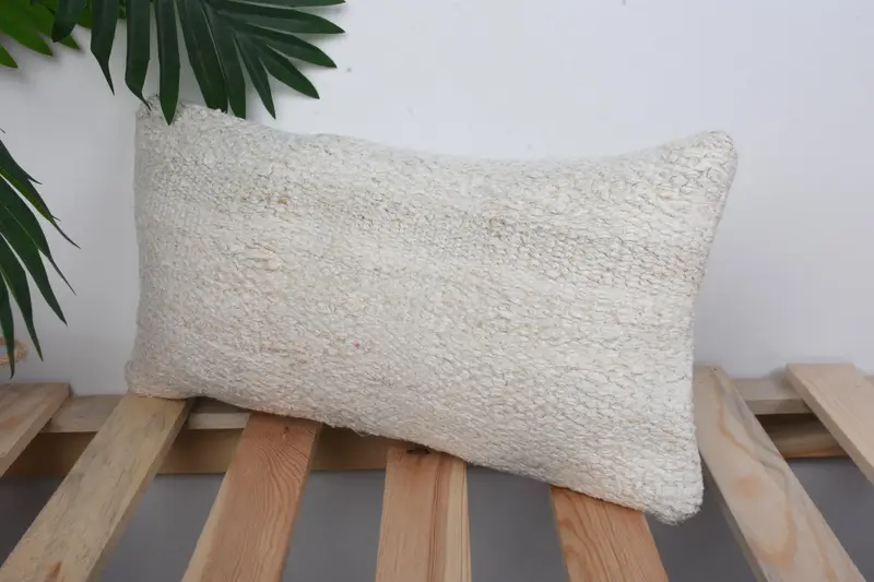 Pillow Sham, 8x16 White Pillow Case, Armchair Pillow Cover, Christmas Cushion, Vintage Pillow, Ethnical Kilim Rug Pillow, Handmade Kilim Cushion - 5