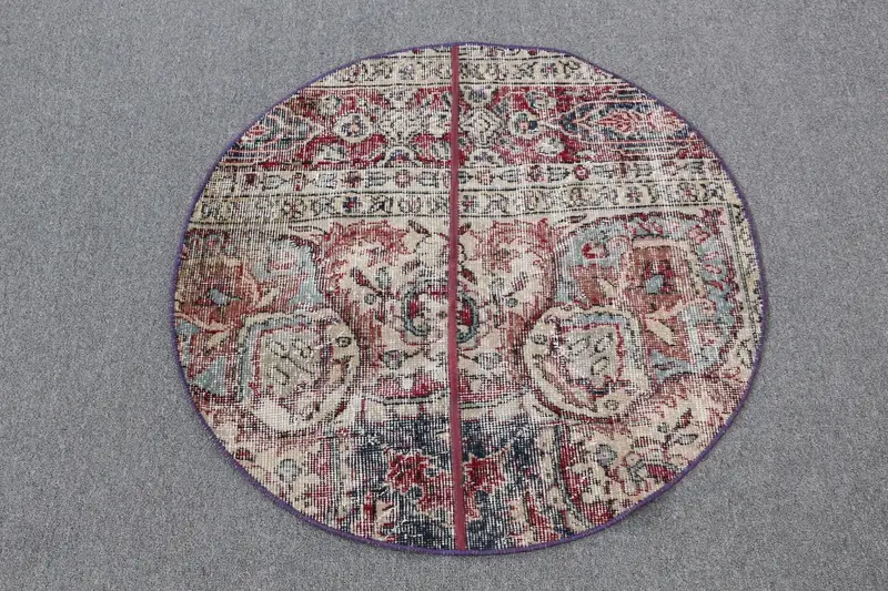 Eleganter Teppich in Braun und Rot, 2,8 x 2,9 Fuß, floral und geometrisch