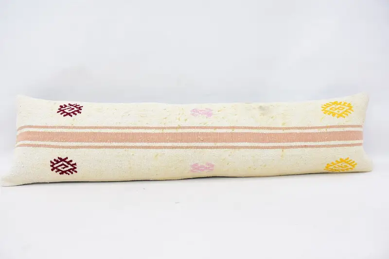 Turkish Pillow, Kilim Pillow Cover, Cushion Cover, 12x48 Beige Pillow, Cozy Throw Pillow, Neutral Throw Pillow Cover, Boho Pillow - 4