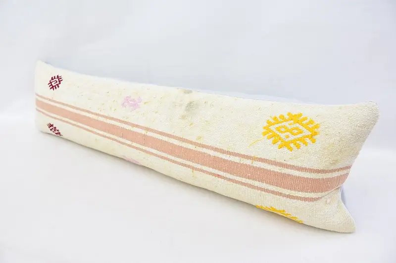 Turkish Pillow, Kilim Pillow Cover, Cushion Cover, 12x48 Beige Pillow, Cozy Throw Pillow, Neutral Throw Pillow Cover, Boho Pillow - 5