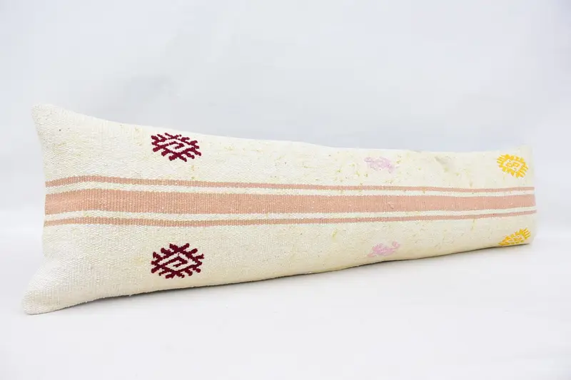 Turkish Pillow, Kilim Pillow Cover, Cushion Cover, 12x48 Beige Pillow, Cozy Throw Pillow, Neutral Throw Pillow Cover, Boho Pillow - 3