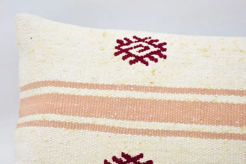 Turkish Pillow, Kilim Pillow Cover, Cushion Cover, 12x48 Beige Pillow, Cozy Throw Pillow, Neutral Throw Pillow Cover, Boho Pillow - 2