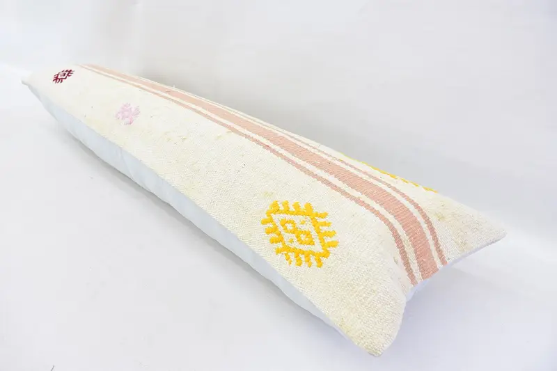 Turkish Pillow, Kilim Pillow Cover, Cushion Cover, 12x48 Beige Pillow, Cozy Throw Pillow, Neutral Throw Pillow Cover, Boho Pillow - 6