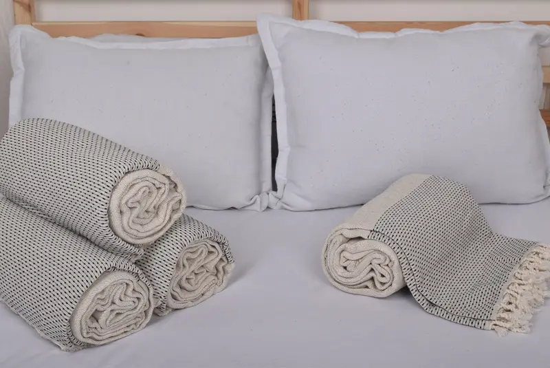 Turkish Cotton Blanket, Bridal Shower Gift, 96x96 Cotton Polka Dot Towel, Organic Beach Blanket, Housewarming Gift, Sofa Cover, Wedding Favors - 5