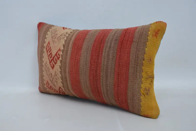 12x20 Red Pillow Cover, Gift Pillow, Pillow Case, Floor Pillow Sham, Ethnical Kilim Rug Pillow, Knitted Pillow Sham, Kilim Cushion Sham - 4