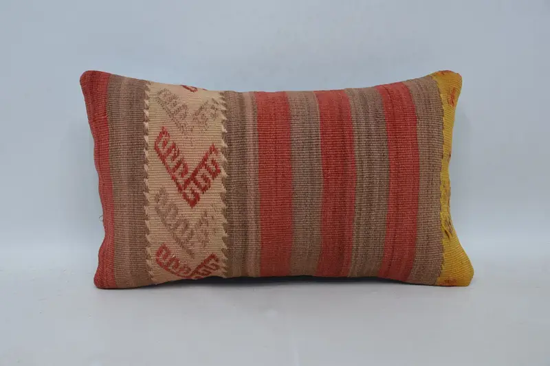 12x20 Red Pillow Cover, Gift Pillow, Pillow Case, Floor Pillow Sham, Ethnical Kilim Rug Pillow, Knitted Pillow Sham, Kilim Cushion Sham - 1