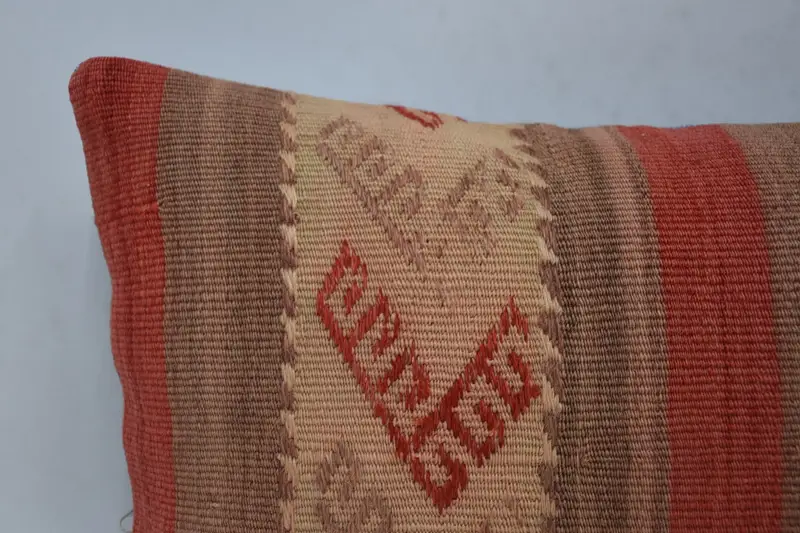 12x20 Red Pillow Cover, Gift Pillow, Pillow Case, Floor Pillow Sham, Ethnical Kilim Rug Pillow, Knitted Pillow Sham, Kilim Cushion Sham - 2