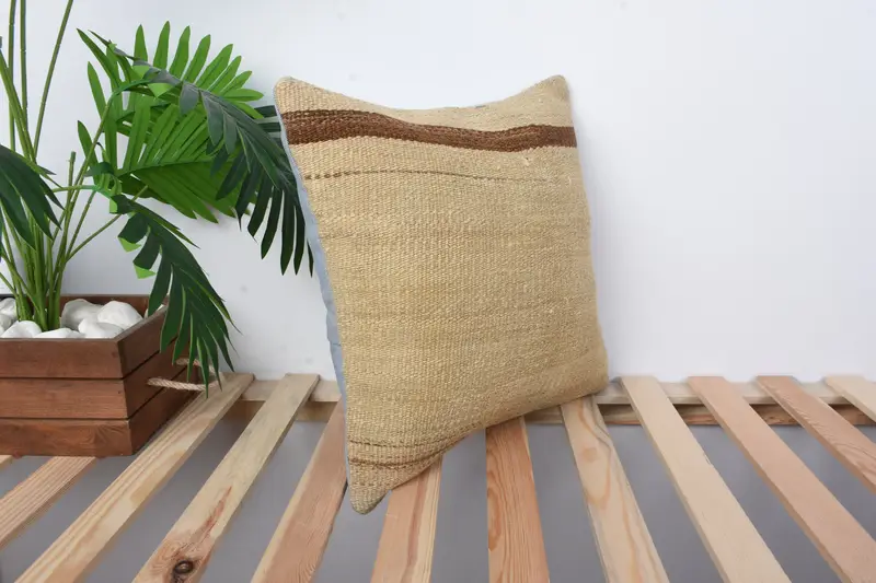 Pillow for Sofa, Ethnical Kilim Rug Pillow, Gift Pillow, Cushion Cover, Accent Cushion Cover, 16x16 Beige Cushion Cover - 4