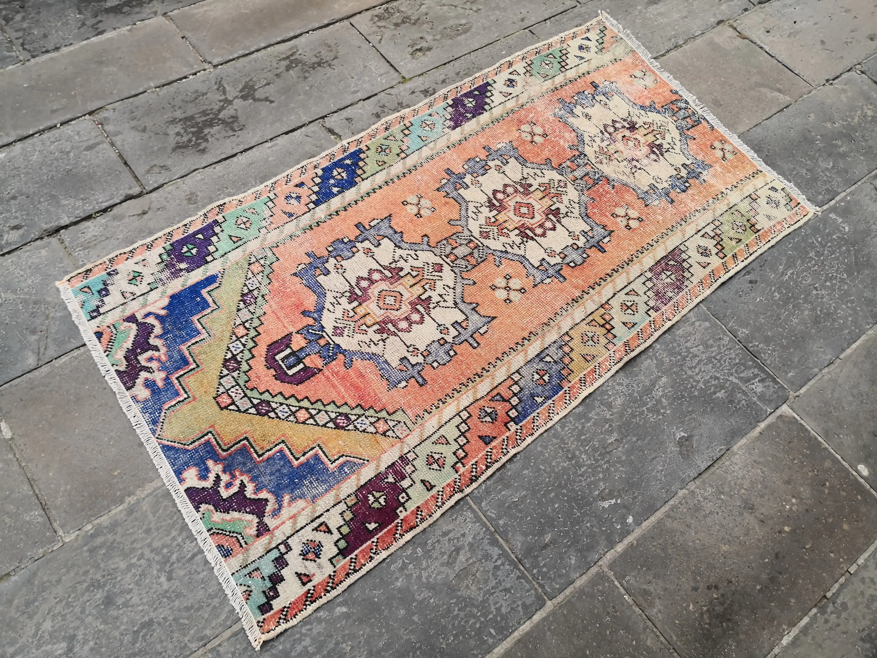 Türk 3x5.6 ft Halı, Vintage Halı, Turuncu Oryantal Halı - 1