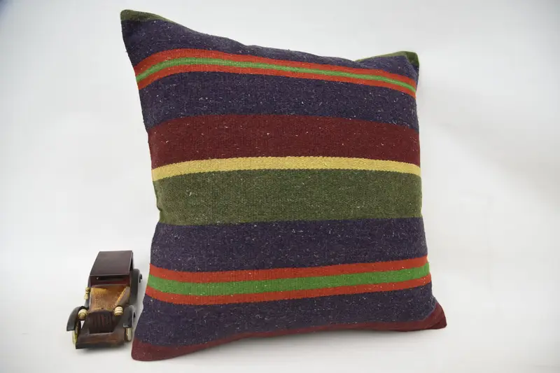 Cushion Cover, 20x20 Blue Pillow Sham, Wool Kilim Pillow Cushion Case, Handmade Kilim Cushion, Kilim Pillow, Ethnical Kilim Rug Pillow - 2