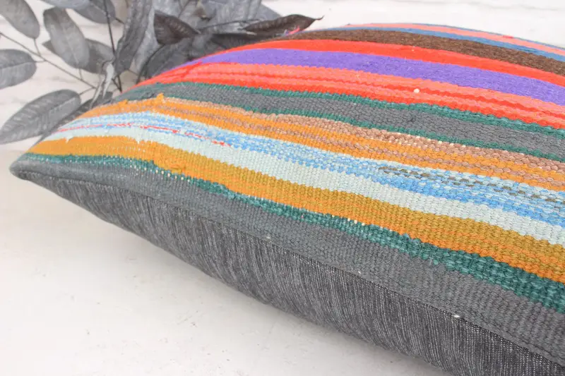 Kilim Rug Cushion, Tapestry Pillow, Boho Pillow, Home Decor Pillow, Pillow Case, 24x24 Purple Pillow Sham, Boho Pillow Sham Cover - 7