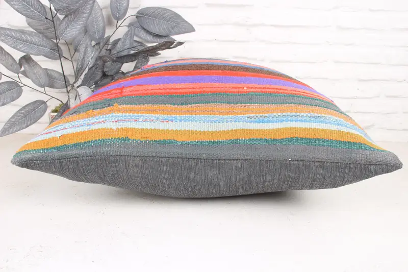 Kilim Rug Cushion, Tapestry Pillow, Boho Pillow, Home Decor Pillow, Pillow Case, 24x24 Purple Pillow Sham, Boho Pillow Sham Cover - 5