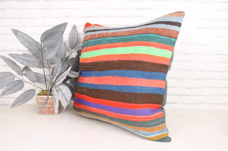 Kilim Rug Cushion, Tapestry Pillow, Boho Pillow, Home Decor Pillow, Pillow Case, 24x24 Purple Pillow Sham, Boho Pillow Sham Cover - 4