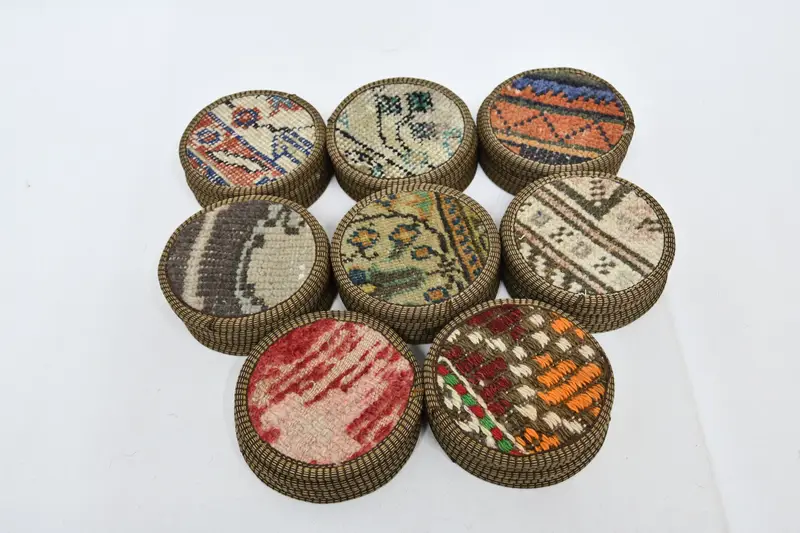 Posavasos Kilim redondo con patrón bohemio, posavasos étnicos para decoración de mesa