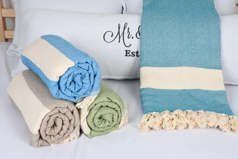 Monogram Blanket, Bachelorette Gifts, Aesthetic Blanket, Gift For The Home, Turkish Bedspread, 92x80 Cotton Diamond Towel, Turkish Blanket - 5