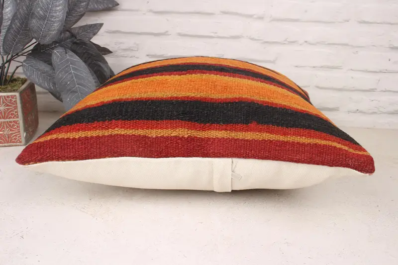 Gift Pillow, Custom Pillow, Pillow Sham, 18x18 Orange Pillow, Pillow for Sofa, Handmade Cushion Case, Vintage Pillow, Customized Pillow Sham - 5