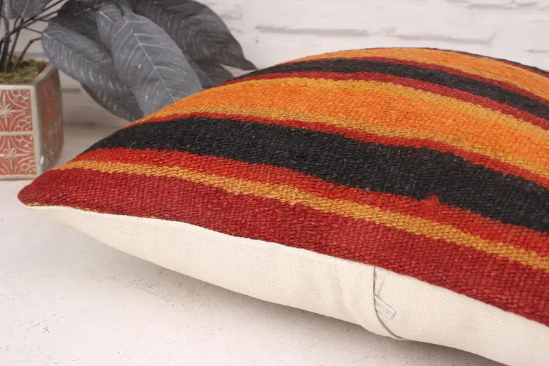 Gift Pillow, Custom Pillow, Pillow Sham, 18x18 Orange Pillow, Pillow for Sofa, Handmade Cushion Case, Vintage Pillow, Customized Pillow Sham - 6