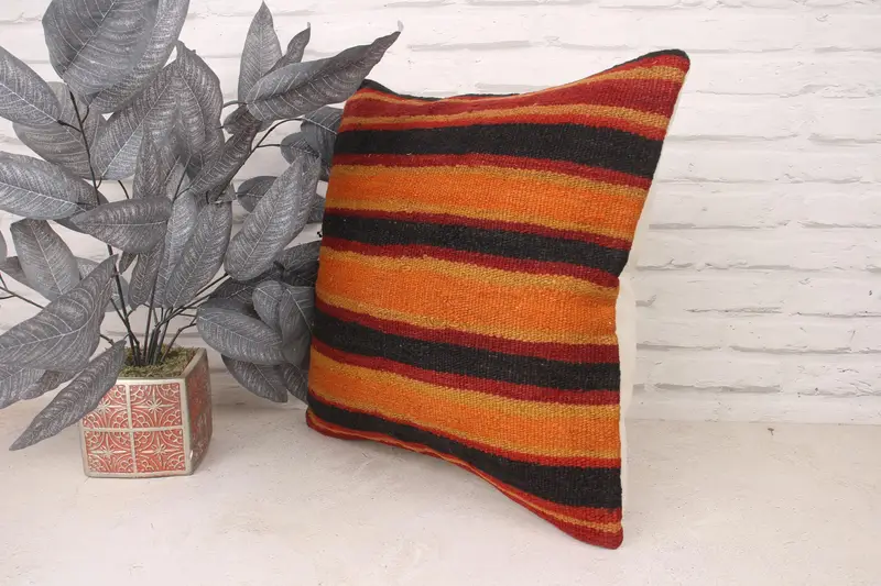 Gift Pillow, Custom Pillow, Pillow Sham, 18x18 Orange Pillow, Pillow for Sofa, Handmade Cushion Case, Vintage Pillow, Customized Pillow Sham - 4