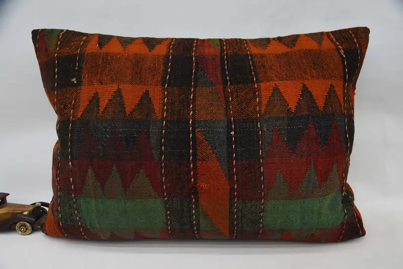 Boho Pillow, Antique Pillows, Cotton Pillow Case, Pet Cushion Cover, Throw Kilim Pillow, 20x28 Orange Cushion, Cushion Case - 1
