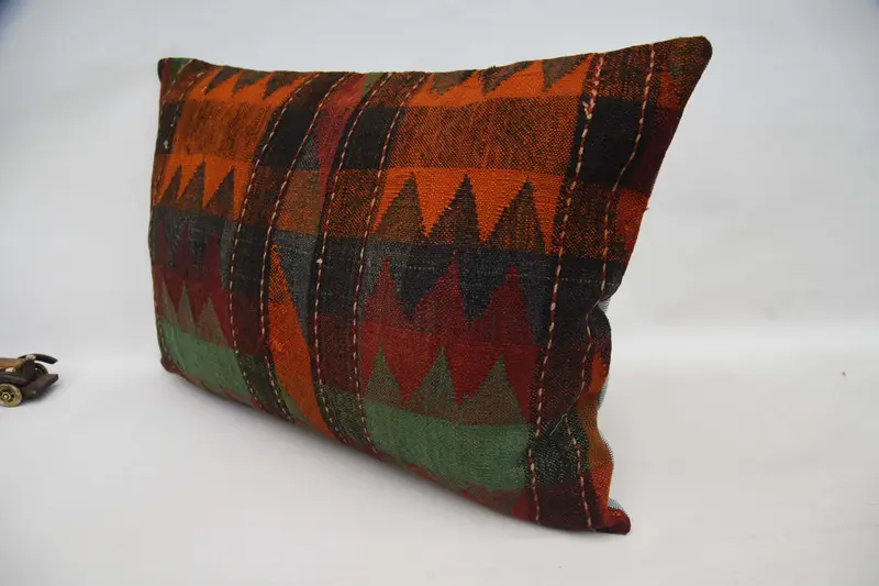 Boho Pillow, Antique Pillows, Cotton Pillow Case, Pet Cushion Cover, Throw Kilim Pillow, 20x28 Orange Cushion, Cushion Case - 5
