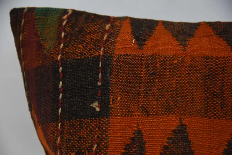 Boho Pillow, Antique Pillows, Cotton Pillow Case, Pet Cushion Cover, Throw Kilim Pillow, 20x28 Orange Cushion, Cushion Case - 2